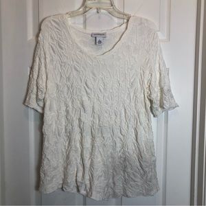 Peck & Peck Short Sleeve Off White Top  Size LP